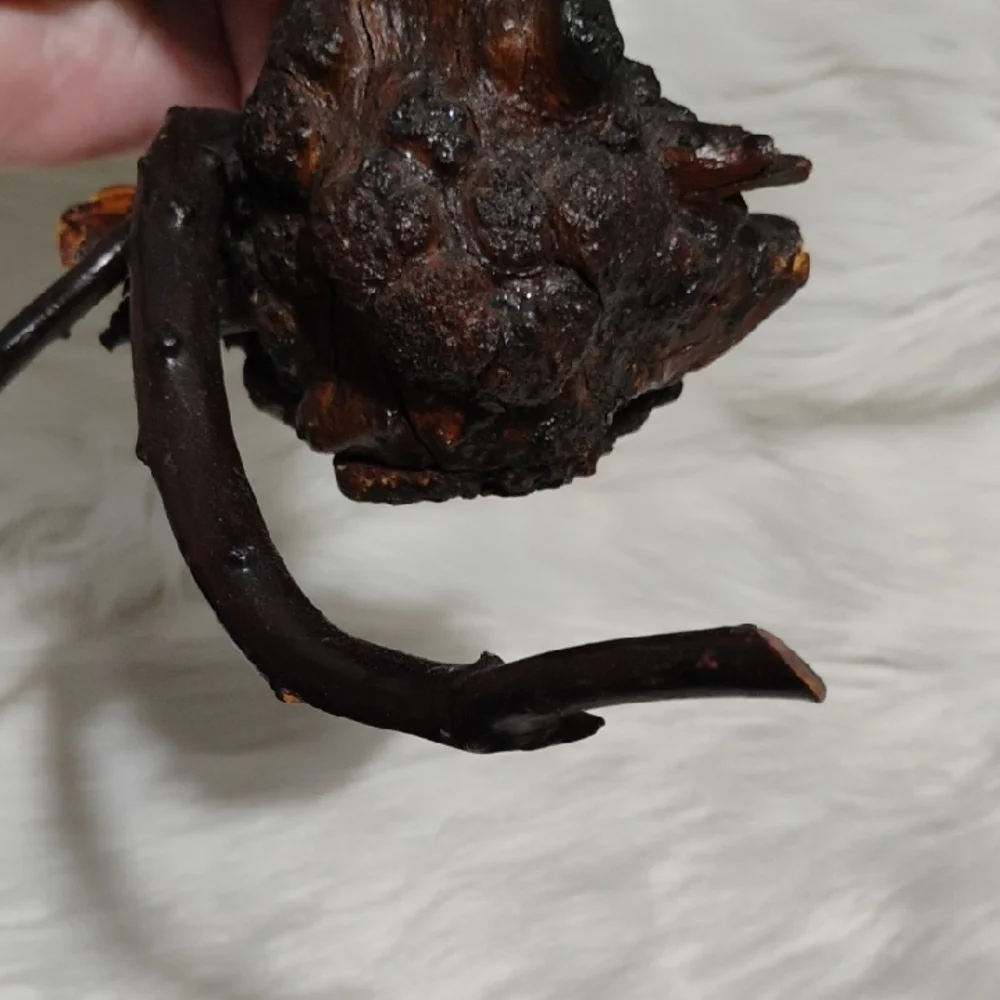 Office) SALE! Hand Carved Wooden Burl Wood Rose Flower Vtg Art Sculpture
